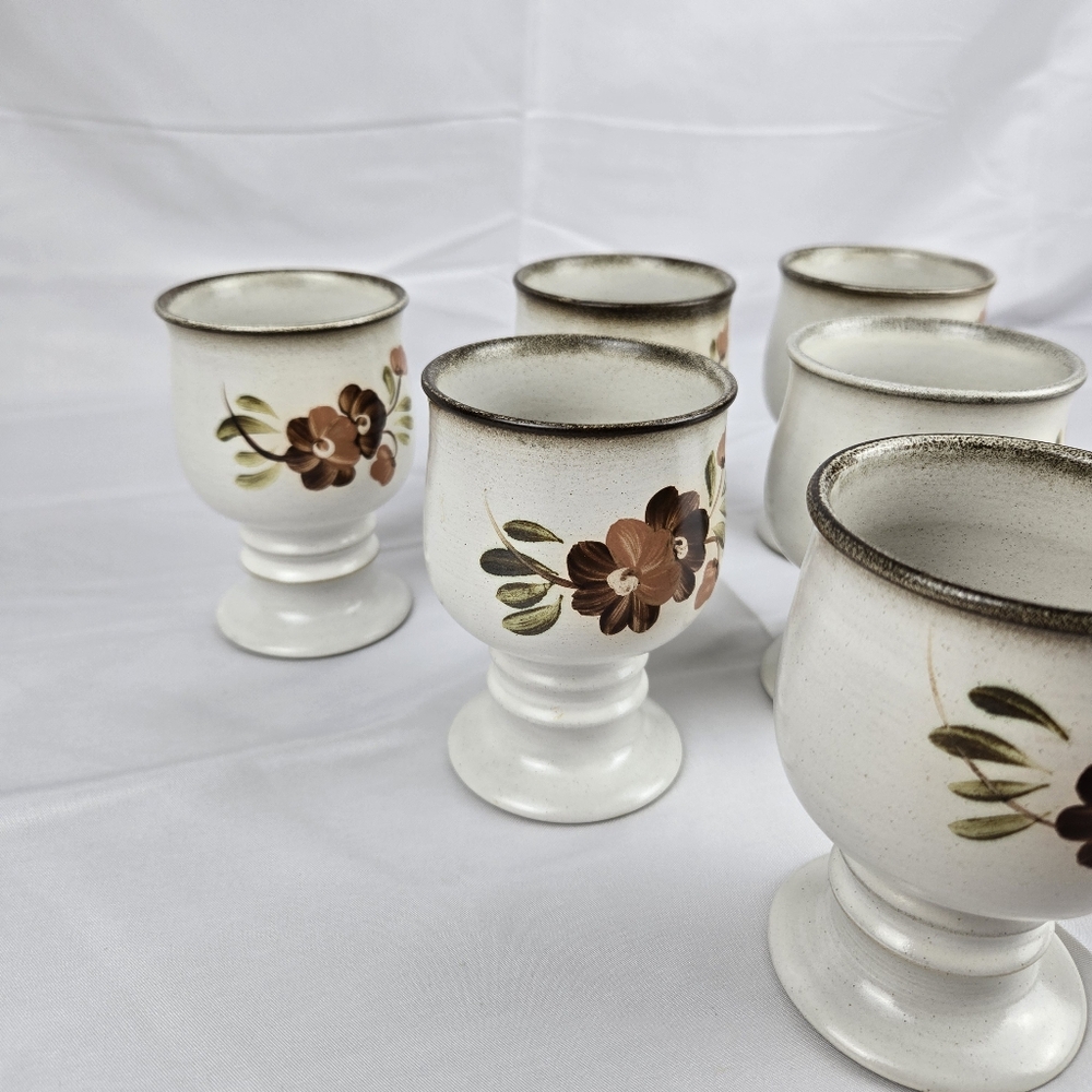 Vintage Denby Langley Serenade Stoneware Goblet Set of 6 Vtg Goblets - Picture 4 of 12